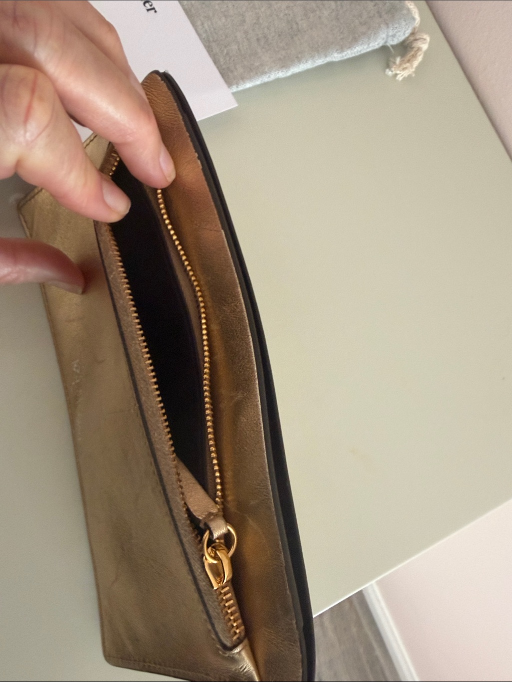 Issimo /Mtier Gold Leather Wallet With Envelope Pocket (Inside Out) — image 7 of 8